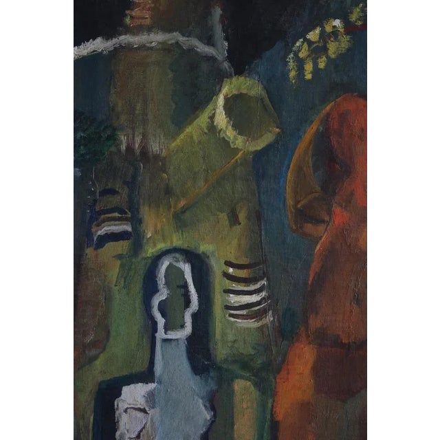 Ebba Carstensen, Cubist Painting with Figure Composition, Denmark, Oil on Canvas For Sale - Image 7 of 12