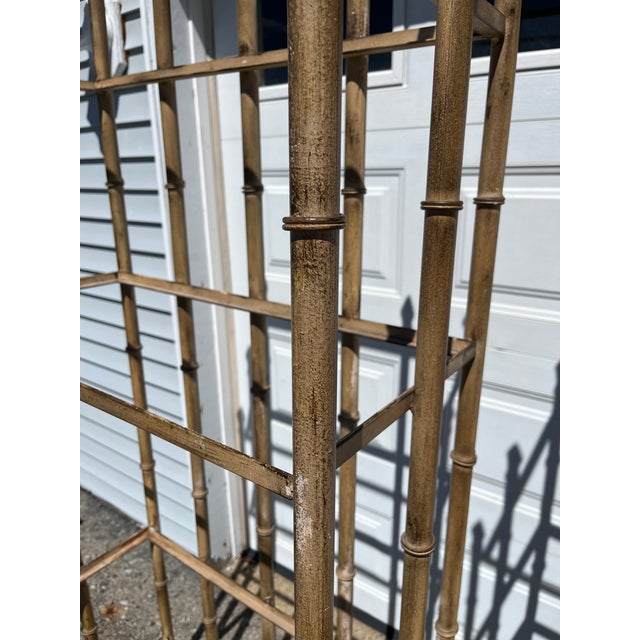 Hollywood Regency 1970s Pair of Hollywood Regency Style Faux Bamboo Iron Etageres For Sale - Image 4 of 6