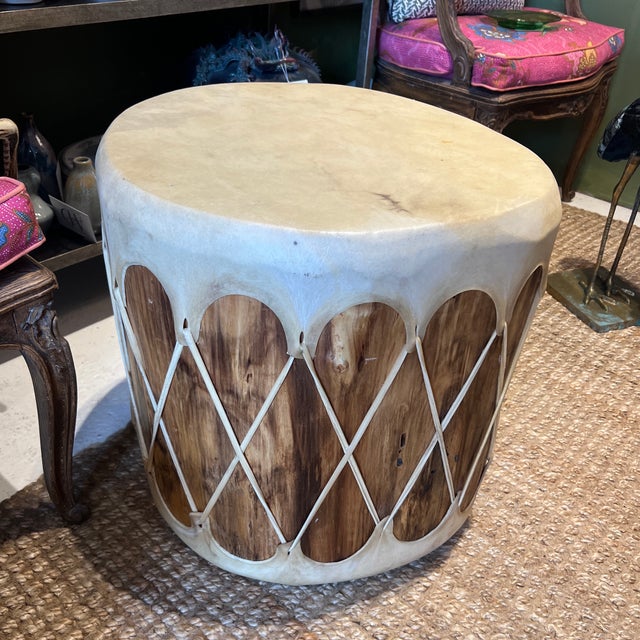 Unusual Native American Drum Side Table