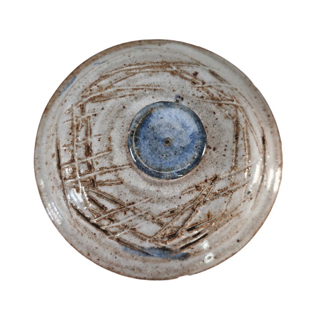 Studio Art Pottery Scraffito Blue and Gray Vase 7.25" For Sale - Image 9 of 12