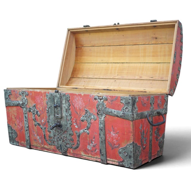 Antique Painted Chest, 1704 For Sale - Image 6 of 18