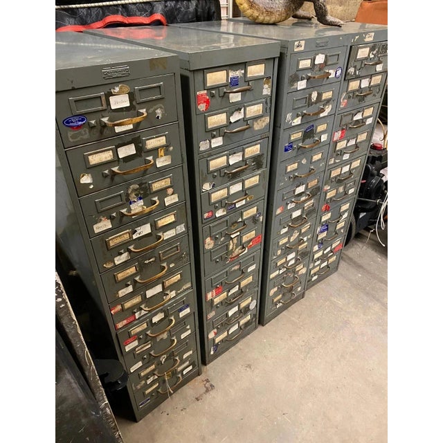 Vintage Columbia Steel Equip Gray Metal 10 Drawer Industrial File Cabinet (A) For Sale - Image 4 of 15