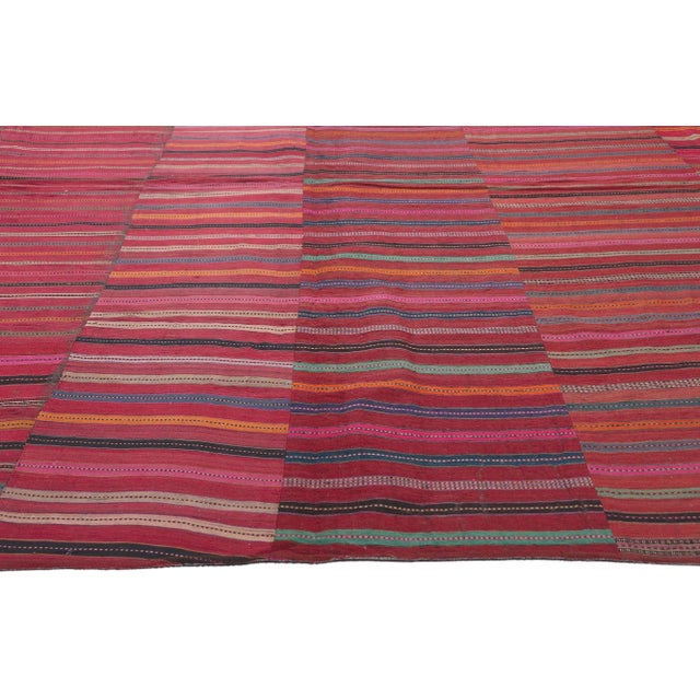 Large Vintage Turkish Striped Kilim Rug - 11'00 X 13'02 For Sale - Image 4 of 10