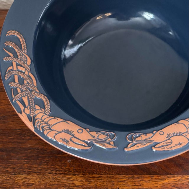 American 1980s Frankoma Earthenware Seafood Serving Plate and Bowl For Sale - Image 3 of 12