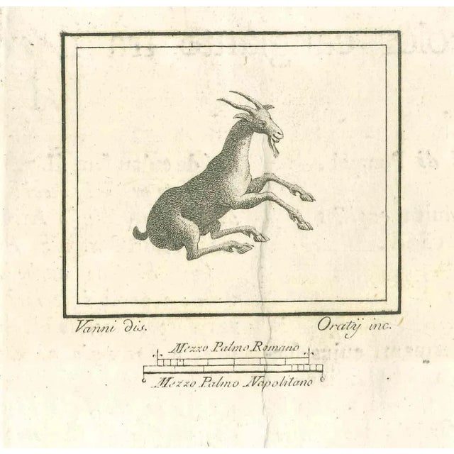 Roman Fresco from "Antiquities of Herculaneum" is an etching on paper realized by Carlo Oraty in the 18th Century. Signed...