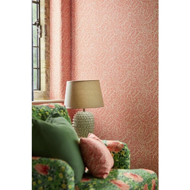 English Morris & Co Yew & Aril Wallpaper in Watermelon For Sale - Image 3 of 3