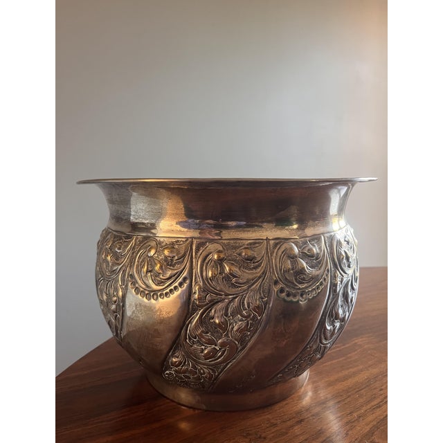 Hand-Embossed Sheffield Planter with 900s Hallmark, 1890s For Sale - Image 3 of 8