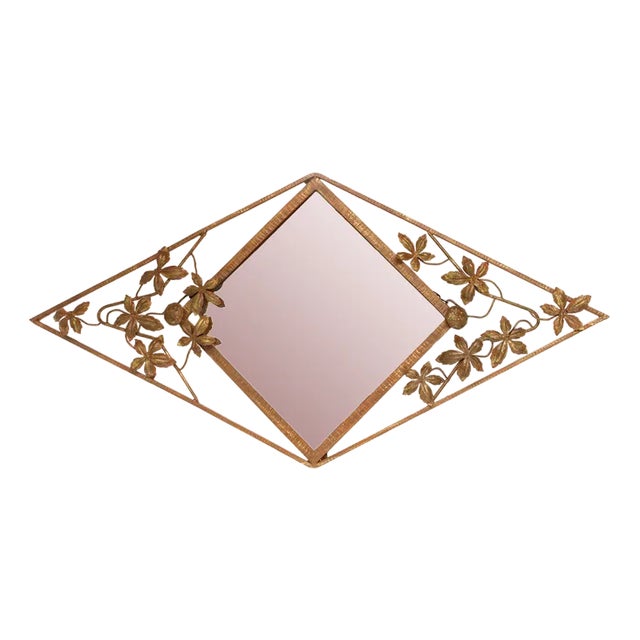 Large French Art Deco Iron Mirror, 1930s For Sale