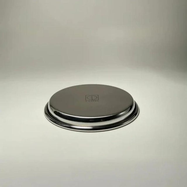 Set of 2 rl 01 coasters with rounded edge in polished stainless steel by caspal dimensions: ø 11,5 x h 2 cm. Materials:...