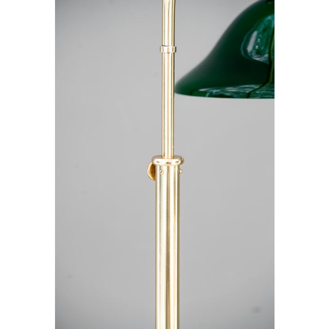 Gold Art Deco Adjustable Floor Lamp with Green Shade, Vienna, Austria, 1920s For Sale - Image 8 of 18
