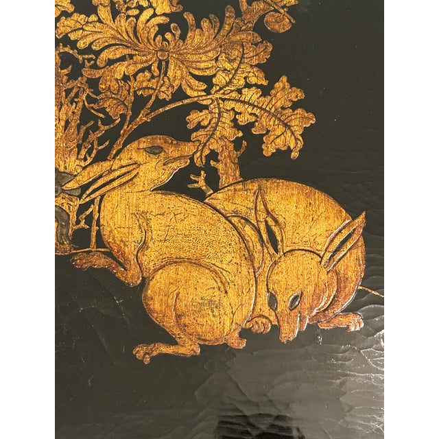 Chinoiserie Chinoiserie Black & Gold Lacquer Coffee Table For Sale - Image 3 of 15