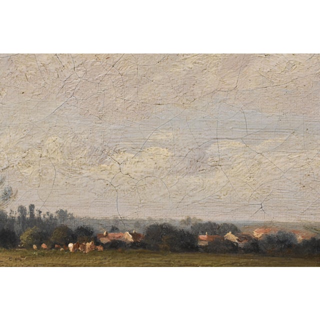 River Landscape with Fishermen, 19th Century, Oil Painting on Canvas, Framed For Sale - Image 5 of 12