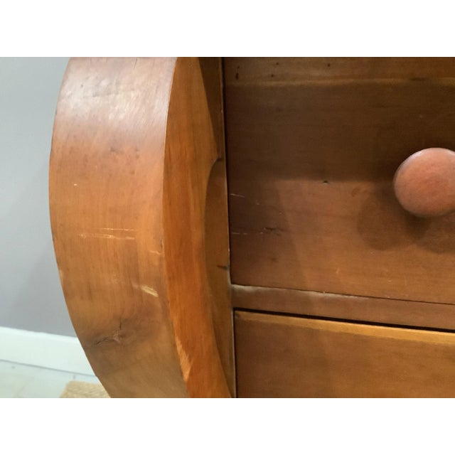 Chestnut Antique Empire Tall Dresser Solid Wood Curved Front 4 Deep Drawers W Key For Sale - Image 8 of 13