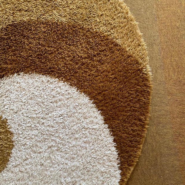 Beige Small Pop Art Psychedelic High Pile Rug attributed to Reichel Rugs, Germany, 1970s For Sale - Image 8 of 18