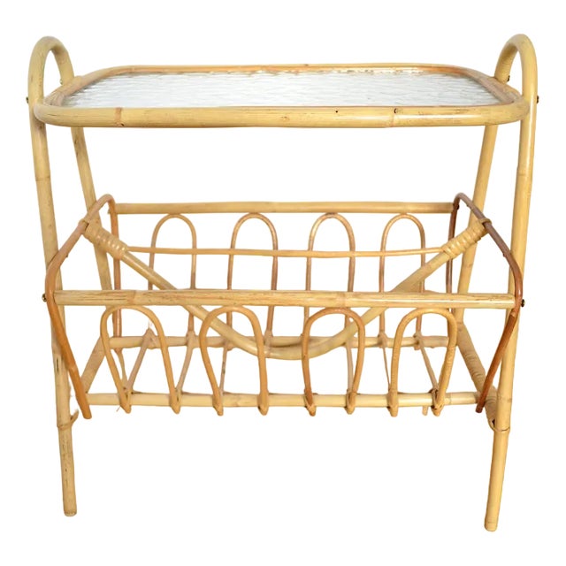 Mid-Century Bamboo Magazine Rack, 1950s For Sale