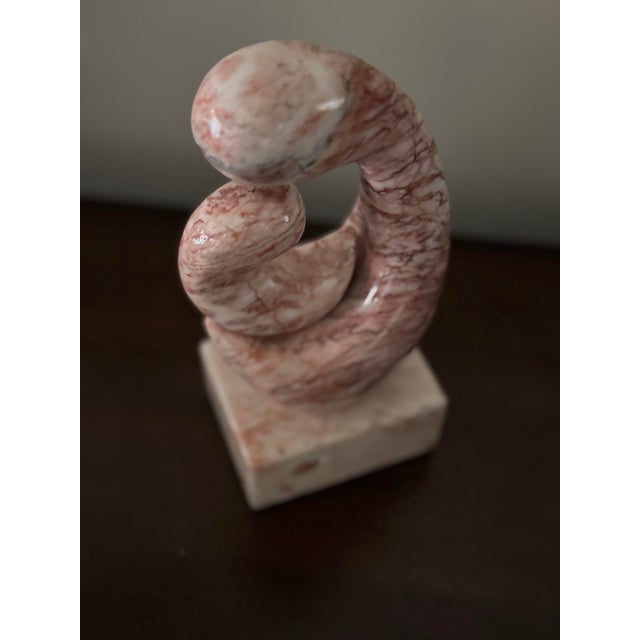 Late 20th Century Pink Marble Decorative Sculpture With Mother & Baby Spiral Design For Sale - Image 5 of 10