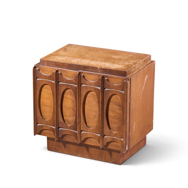 Wood Tobago Brutalist Mid Century Walnut Nightstand For Sale - Image 7 of 7