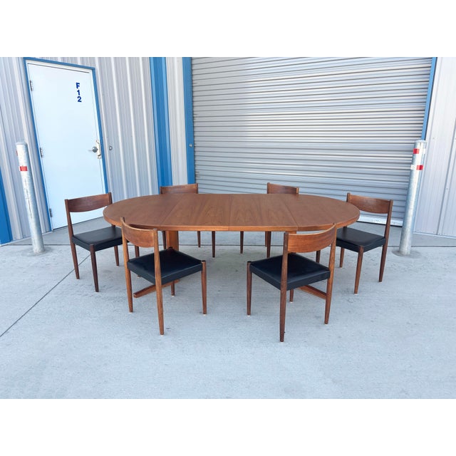 Mid-Century Modern 1960s Danish Modern Teak Dining Set of 7 For Sale - Image 3 of 18