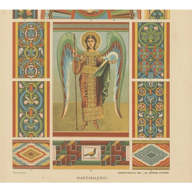 Romanesque Manuscript and Mural Art from Ornamentenschatz, 1887, Paper, Set of 2 For Sale - Image 4 of 9