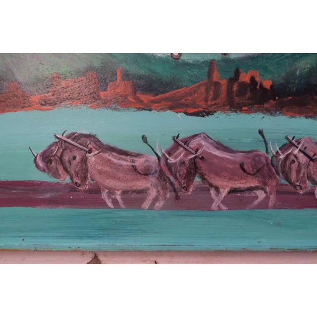Outsider Art "Indian and Caravan" Oil on Panel by Bruno Del Favero For Sale - Image 10 of 13