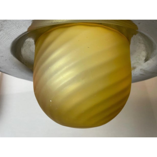 Metal Large Space Age Ufo Yellow Glass and Metal Hanging Lamp, 1970s For Sale - Image 7 of 15