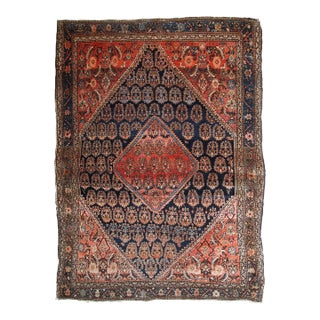 1900s, Handmade Antique Persian Farahan Rug 3.10' X 5.4' For Sale