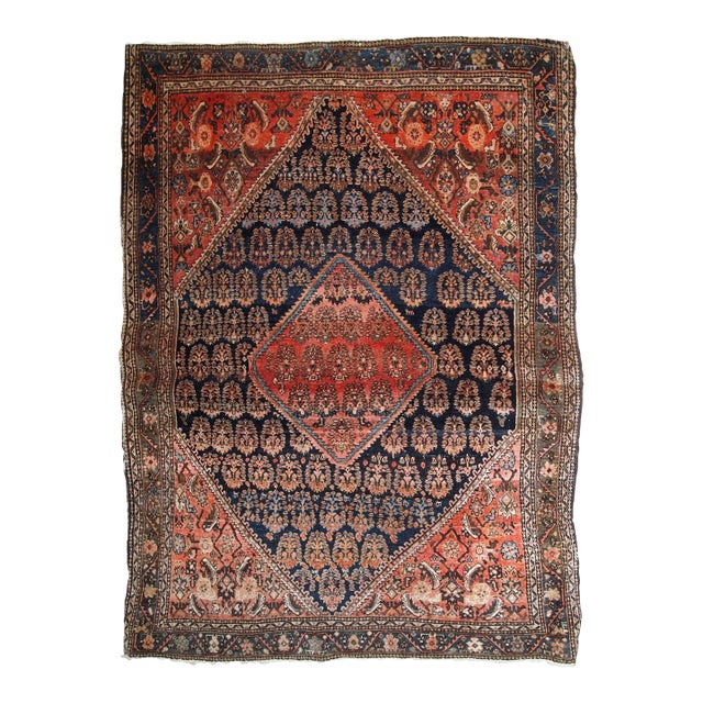 1900s, Handmade Antique Persian Farahan Rug 3.10' X 5.4' For Sale