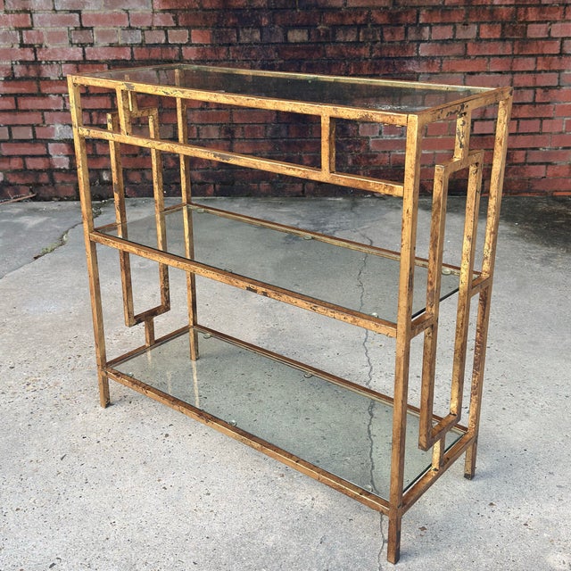 Guy Lefevre Vintage Maison Jansen Style Hollywood Regency Bespoke Hand Gilt Etergeres Bookcase-Newly Painted For Sale - Image 4 of 12