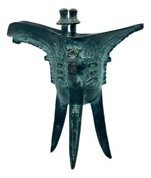 Antique Chinese Wine Cup Statue in Bronze