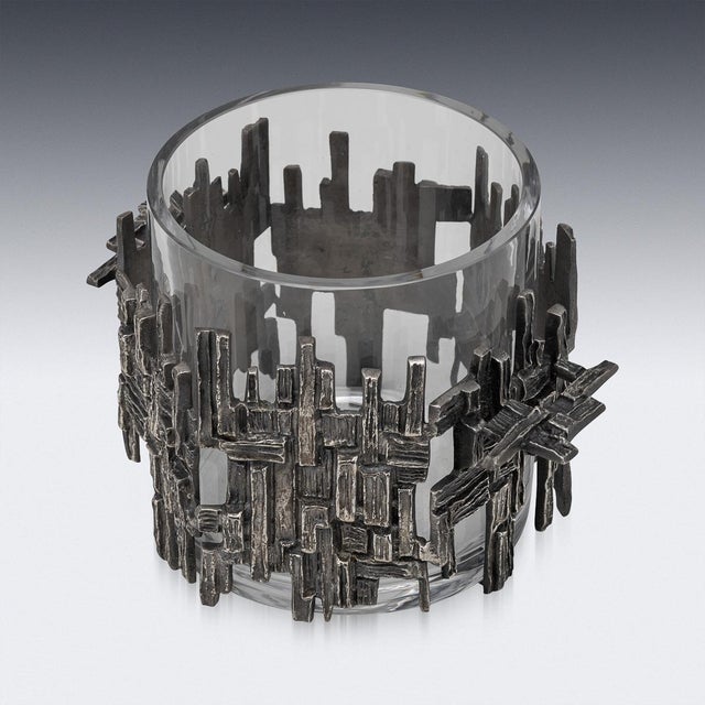 Gray Vintage Brutalist Silver-Plated Ice Bucket, 1960s For Sale - Image 8 of 13