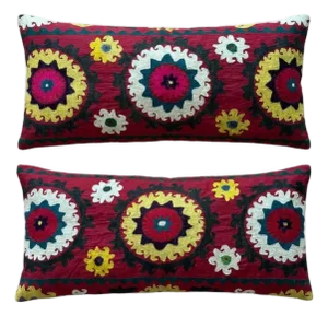 Samarkand Suzani Bedding Pillow Cover 15'' X 31'' - Set of Two