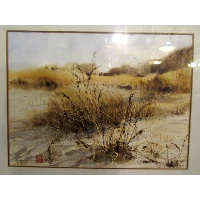 Nice outdoor scenery art by David Lee featured in a brass finished frame. CONDITION DETAILS wear to frame WEAR Wear...