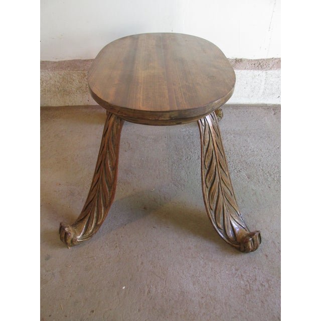 1950s Mid Century Italian Wooden Bench With Baroque Style Legs For Sale - Image 5 of 8