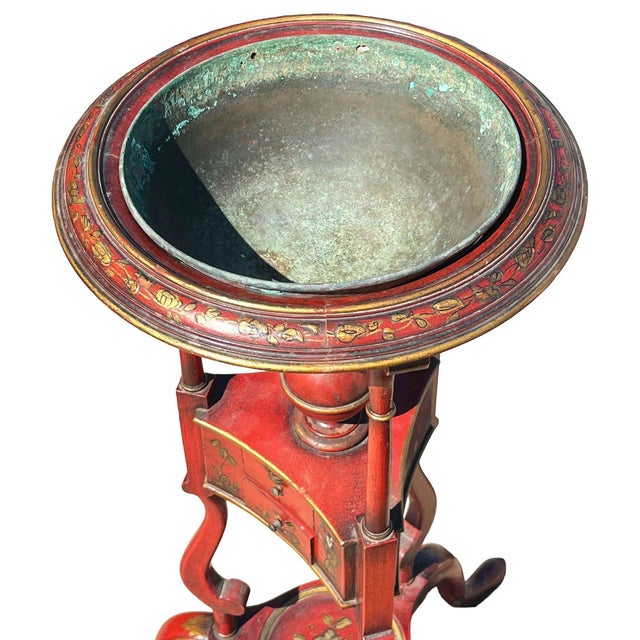 Wood 1950s Hollywood Regency Red Mahogany Georgian Wig Plant Stand W/ Drawers Dish, Pair For Sale - Image 7 of 10