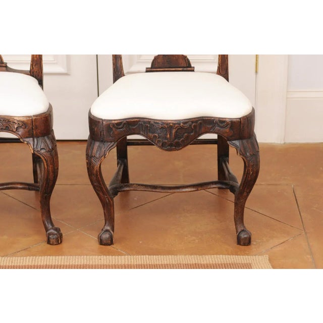 18th Century Swedish Rococo Walnut Side Chairs - a Pair For Sale - Image 12 of 13
