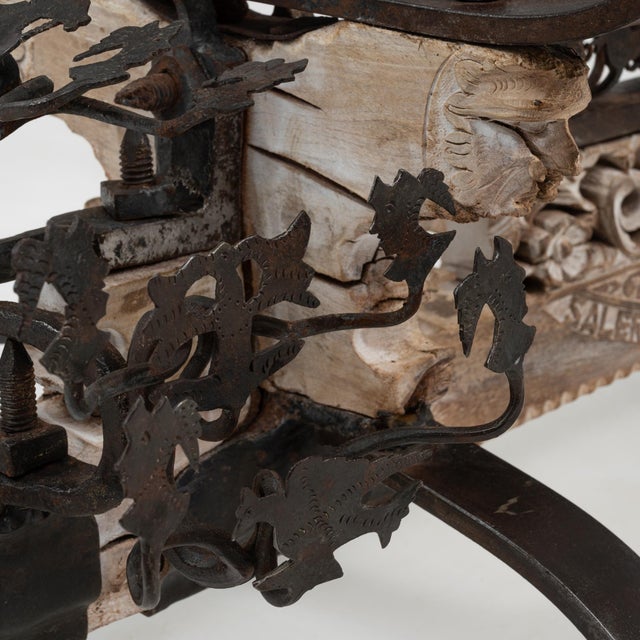 Wood 1900s Asian Wrought Iron Coffee Table With Figural Elements For Sale - Image 7 of 18