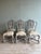 Set of Eight Carved Italian Dining Chairs With Painted Wood Frames and Linen Upholstered Seats - Two Armchairs - Six Sidechairs For Sale - Image 12 of 12