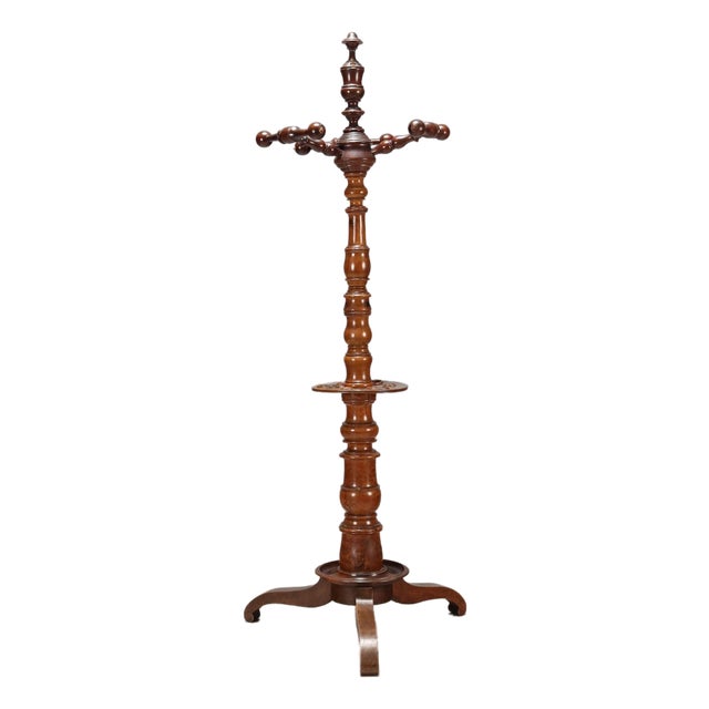 Walnut Standing Coat Rack For Sale