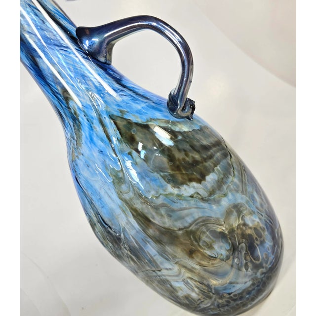 Blue Coastal Witch Glass Jug For Sale - Image 8 of 18