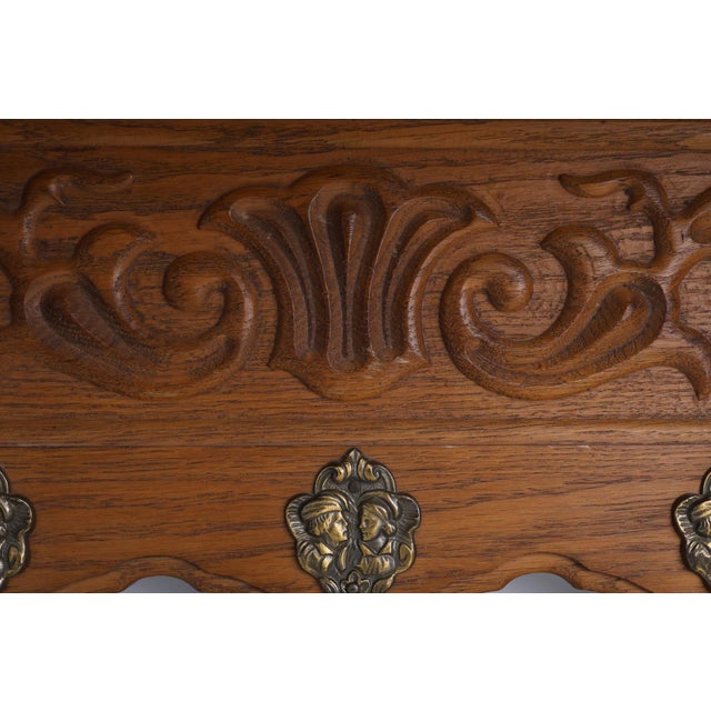 Mid-Century Belgian Oak Wall-Mounted Coat Rack in the style of Bruegel, 1950s For Sale - Image 10 of 11