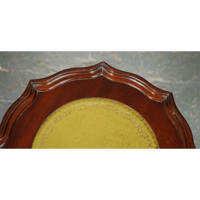 Animal Skin Vintage Green Leather Side Table with Tripod Feet For Sale - Image 7 of 13