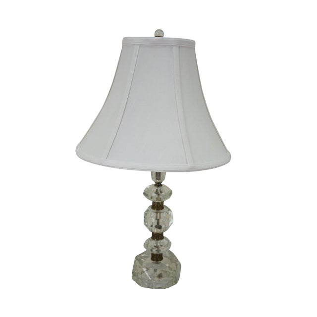 Hollywood Regency Mid 20th Century Stacked Prism Crystal Boudoir Vanity Table Lamps - a Pair For Sale - Image 3 of 14