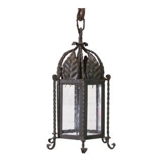 Small Forged Iron Exterior Lantern For Sale
