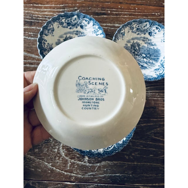 Vintage English Ironstone by Johnson Brothers in Coaching Scene Berry Bowls - Set of 4 For Sale - Image 12 of 12