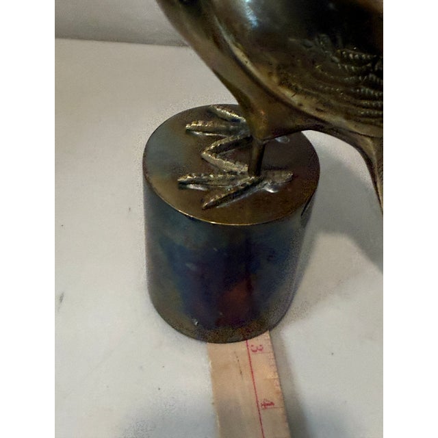 Stunning Mid Century Solid Brass Macaw Parrot Figure Regal Patina Decor Heavy For Sale - Image 10 of 12