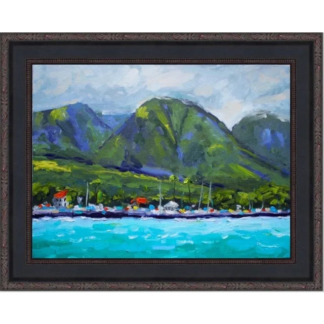 "Lahaina Maui" Contemporary Original Impressionist Style Tropical Landscape Oil Painting For Sale - Image 11 of 12