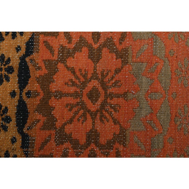1970s Vintage Turkish Oushak Handmade Wool Cotton Orange Area Rug For Sale - Image 10 of 11