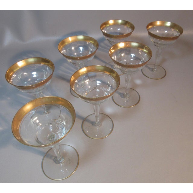 Tiffin Rambler Rose Gold Rimmed Wine Glasses Stemware Fluted Crystal