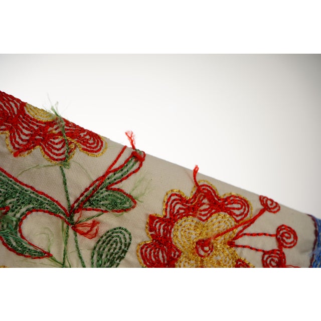Textile Decorative Suzani Embroidered Cotton Cloth For Sale - Image 7 of 9