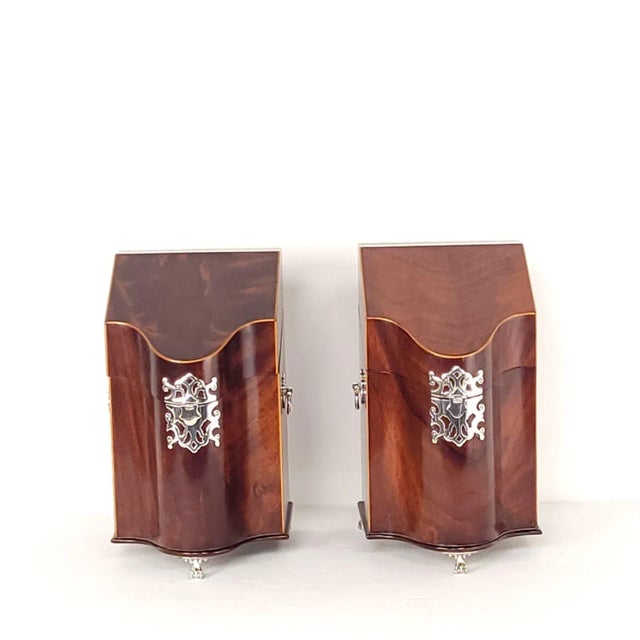 Pair of Knife Boxes, in Mahogany With Silvered Mounts. Circa 1980 For Sale - Image 11 of 11